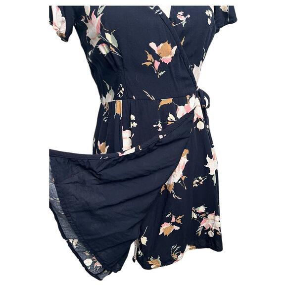 Abercrombie Fitch Wrap Dress Womens Extra Small Blue Floral V Neck Short Sleeve - Picture 3 of 13